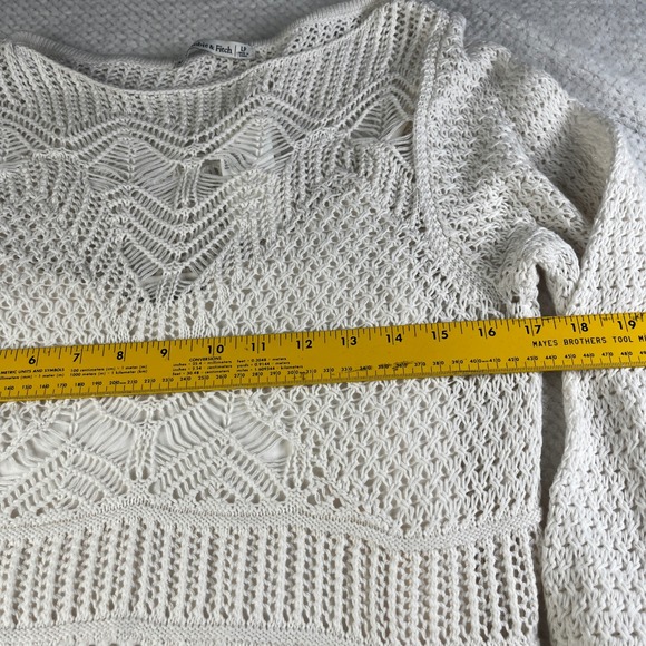 Abercrombie & Fitch Crochet Mini Dress Cream White Long Sleeve Petite Large NWT - Picture 6 of 10